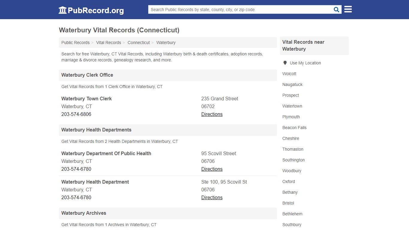 Free Waterbury Vital Records (Connecticut Vital Records) - PubRecord.org