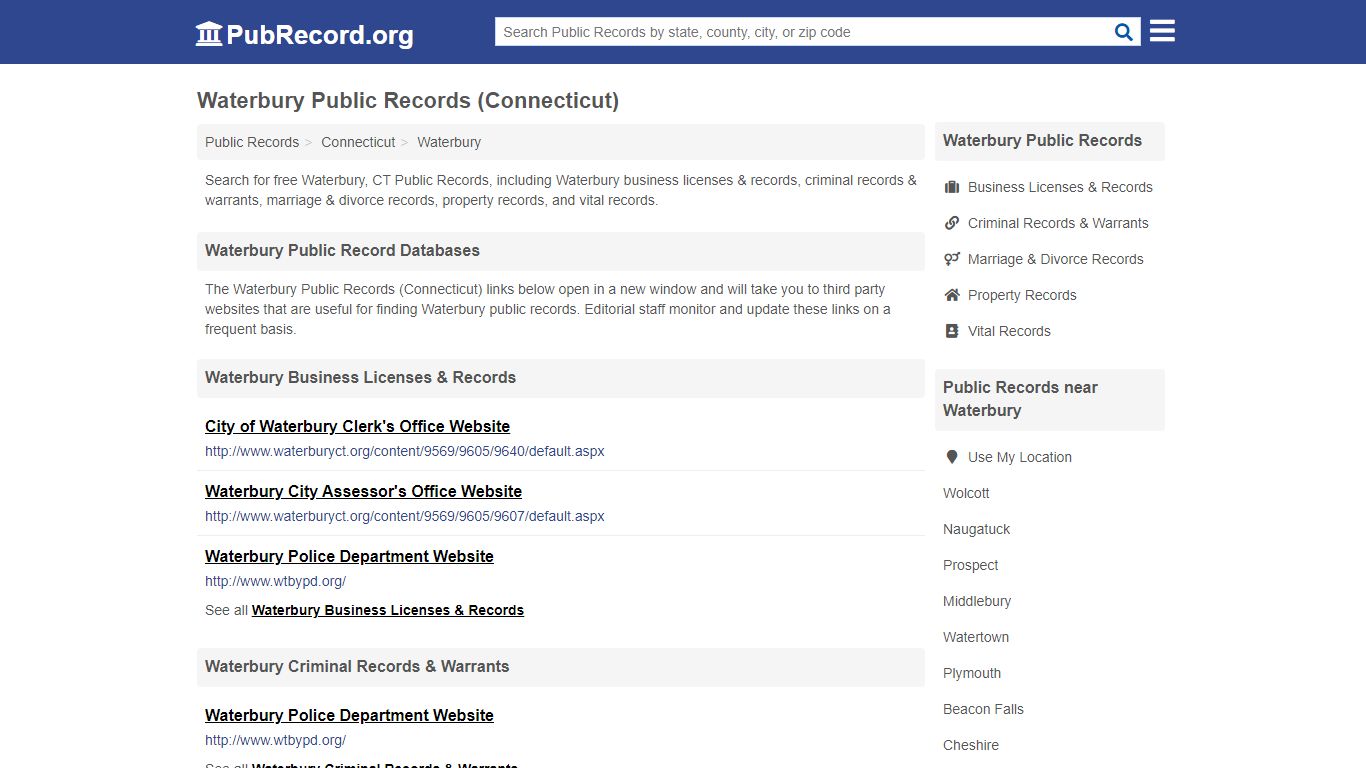 Free Waterbury Public Records (Connecticut Public Records)
