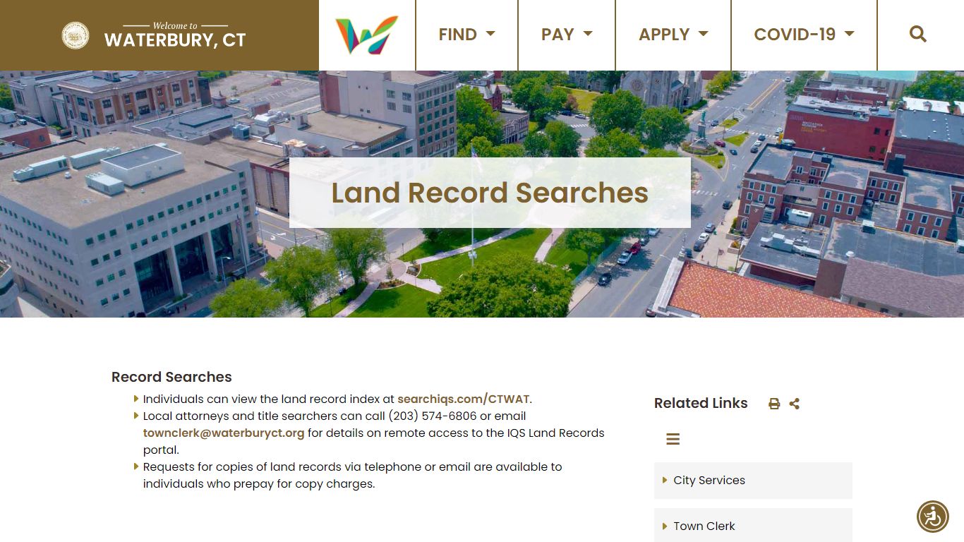 Land Record Searches - Waterbury, CT
